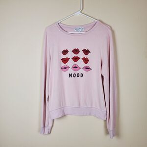 Wildfox Moody Lips Blush Pink Lounge Shirt Size Small
